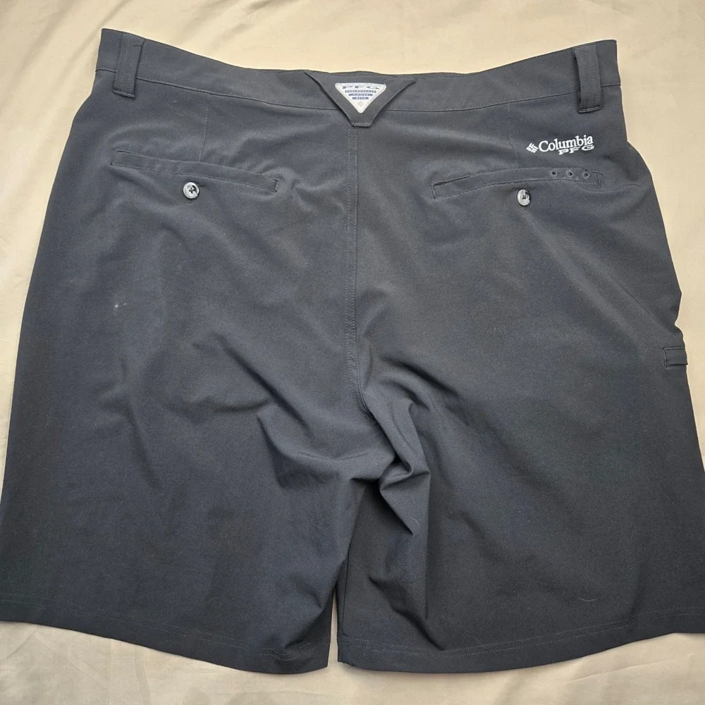 Columbia PFG Men Black Performance Fishing Gear Shorts‎ 40 10 Inseam Flat Front